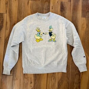 Disney x Nordstrom x Champion Light Gray Crewneck with Donald Duck & Daisy